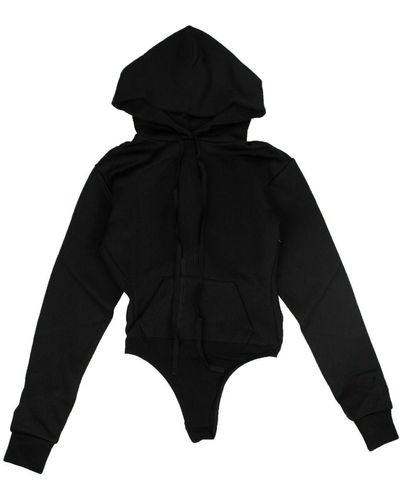 Unravel Project Ribbed Hooded Bodysuit - Black