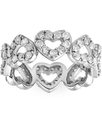 Pompeii3 1 1/2ct Diamond Heart Shaped Eternity Ring - Metallic