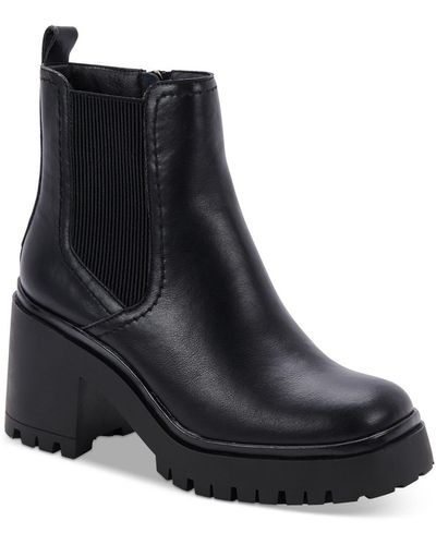 Aqua College Raine Faux Leather Round Toe Ankle Boots - Black