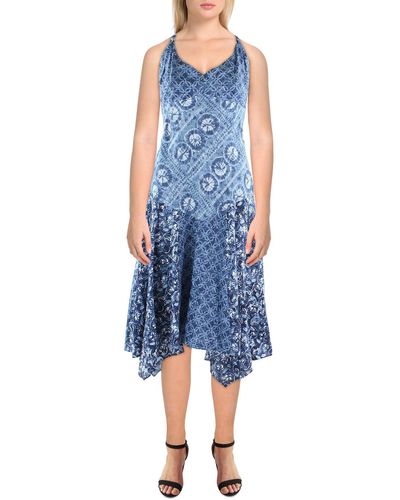 Lauren by Ralph Lauren Linen Midi Dress - Blue