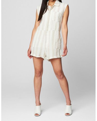 Blank NYC Striped Linen Romper - Natural