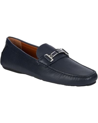 Bally Drulio 6211257 Navy Leather Loafer Shoes - Blue