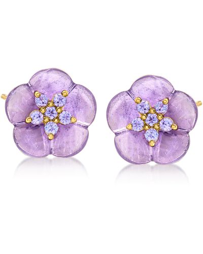 Ross-Simons Amethyst And . Tanzanite Flower Earrings - Purple