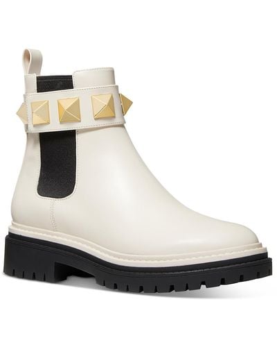 MICHAEL Michael Kors Stark Leather Chelsea Ankle Boots - White