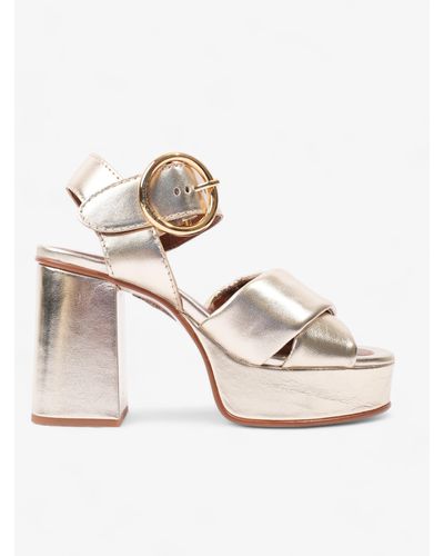 See By Chloé Lyna Platform Sandals 90mm Leather - Natural