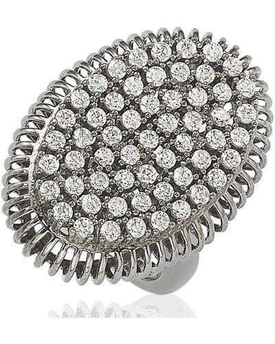 Suzy Levian Ened Sterling Silver Cubic Zirconia Pave Ring - White - Metallic