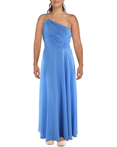 Lauren by Ralph Lauren One Shoulder Long Evening Dress - Blue