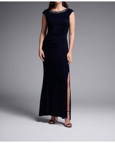 Joseph Ribkoff Embellished Neckline Gown - Black