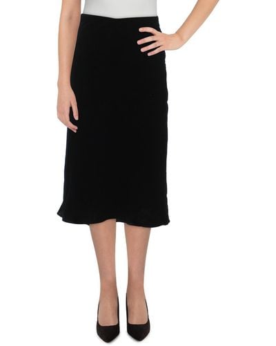 Lauren by Ralph Lauren Velvet Mid-calf A-line Skirt - Black