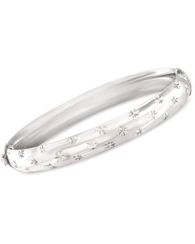 Ross-Simons Diamond-cut And Polished Sterling Bangle Bracelet - White