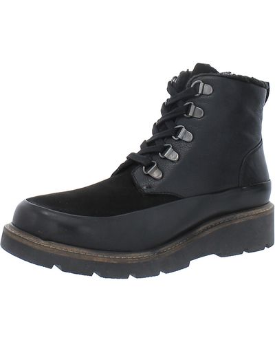 Softwalk Whitney Leather Faux Shearling Hiking Boots - Black
