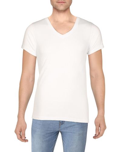 Galaxy By Harvic Slub V Neck T-shirt - White