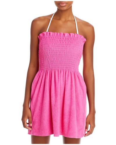 A'qua Swim Smocked Mini Dress Swim Cover-up - Pink