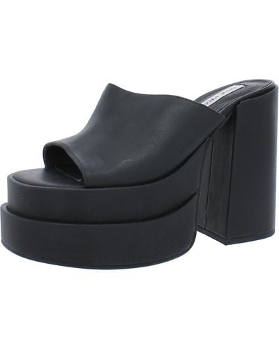 Steve Madden Cager Leather Slip-on Platform Sandals - Black