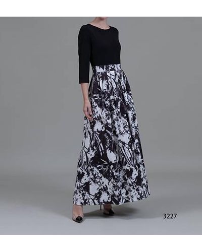 Bigio Collection Log Sleeve Jacquard Skirt Dress In Black/white
