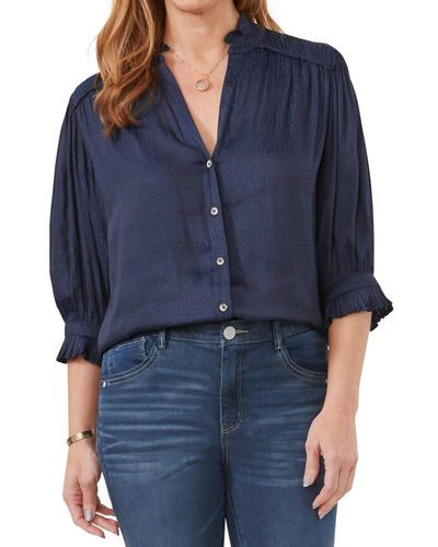 Democracy Pleated Detail Button Down Top - Blue
