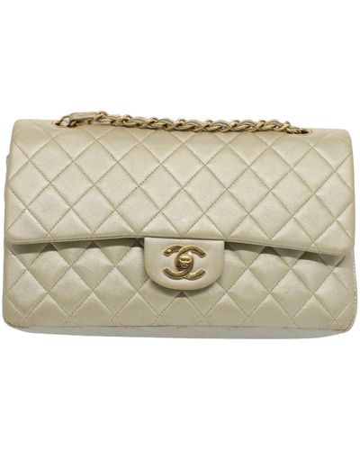 Chanel Double Flap Leather Shoulder Bag (pre-owned) - Metallic