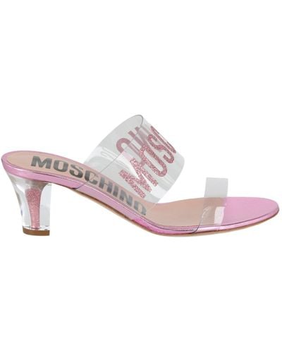 Moschino Glitter Logo Heel Sandals - Pink