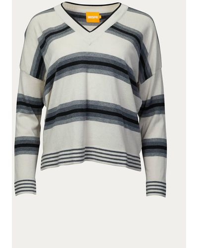 Brodie Cashmere Gradient Striped V-neck Sweater - Multicolor