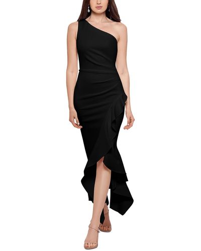 Xscape Ruffled Long Evening Dress - Black