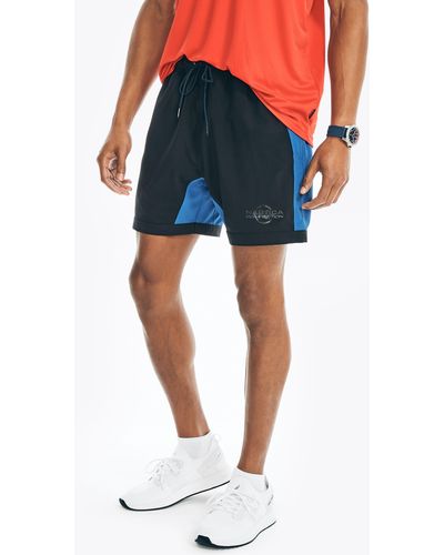 Nautica Competition Sustainably Crafted 6" Colorblock Compression Short - Blue