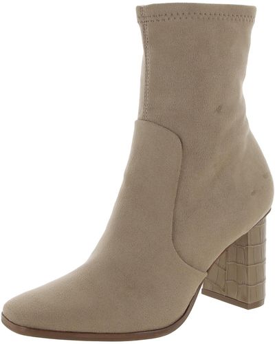 Dolce Vita Petya Square Toe Embossed Heel Mid-calf Boots - Natural