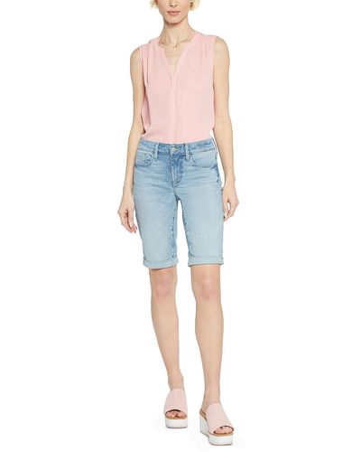 NYDJ Faded Midi Denim Shorts - Blue