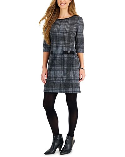 Connected Apparel Causal Fall Shift Dress - Blue
