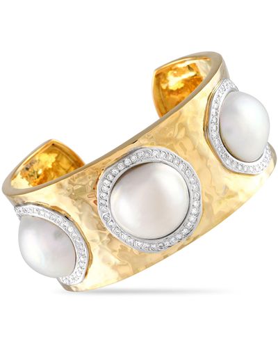Non-Branded Lb Exclusive 18k Yellow 1.75ct Diamond And Pearl Bracelet Mf10-052024 - Metallic