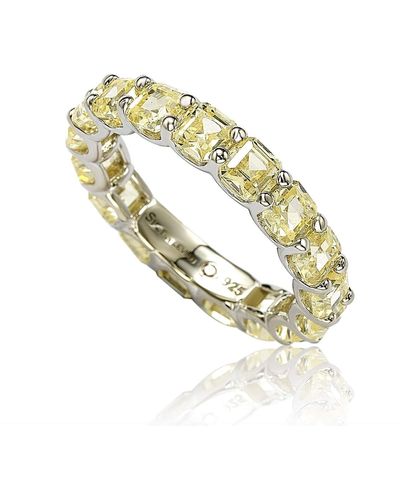 Suzy Levian Sterling Silver Cubic Zirconia Modern Eternity Band - Yellow