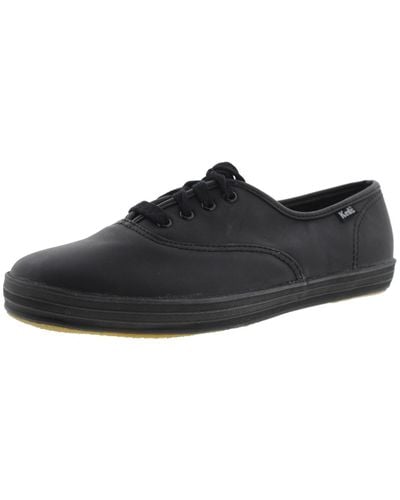 Keds Champion Leather Casual Fashion Sneakers - Black