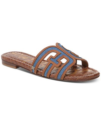 Sam Edelman Bay Faux Leather Slides Flatform Sandals - Brown