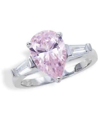 Savvy Cie Jewels Sterling Silver Canary Cz Ring - Pink