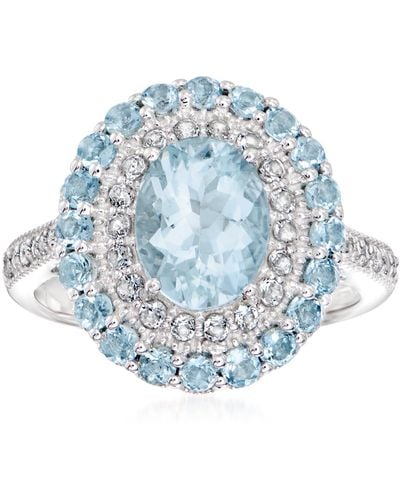 Ross-Simons Aquamarine Ring With -gemstones - Blue