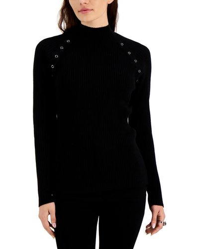 Fever Ribbed Knit Holiday Pullover Sweater - Black