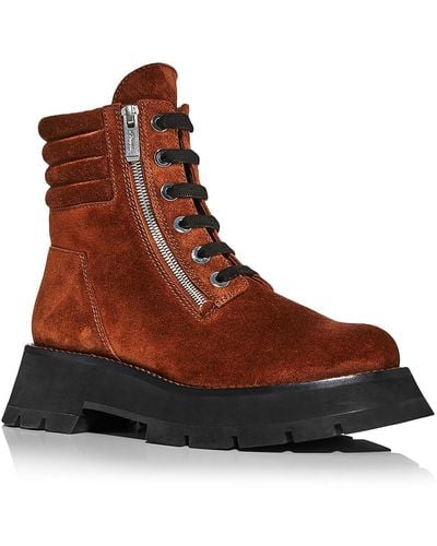 3.1 Phillip Lim Kate Side Zippers Lace Up Ankle Boots - Brown