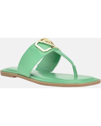 Guess Factory Frosty Bling T-strap Sandals - Green