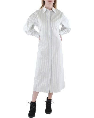 Victoria Beckham Sateen Striped Shirtdress - White