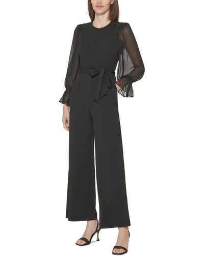 Calvin Klein Crepe Chiffon Sleeves Jumpsuit - Black
