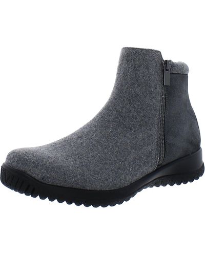 Drew Kool Leather Wedge Ankle Boots - Gray