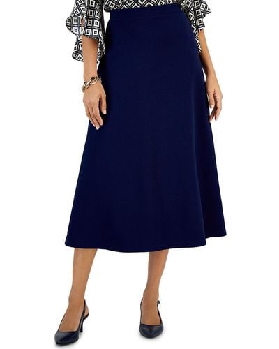 Kasper Textured A-line Maxi Skirt - Blue