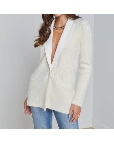 L'Agence Baileigh Textured Knit Blazer - White
