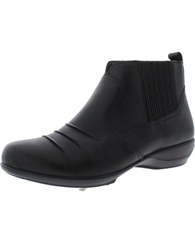 Aetrex Kailey Leather Pintuck Booties - Black