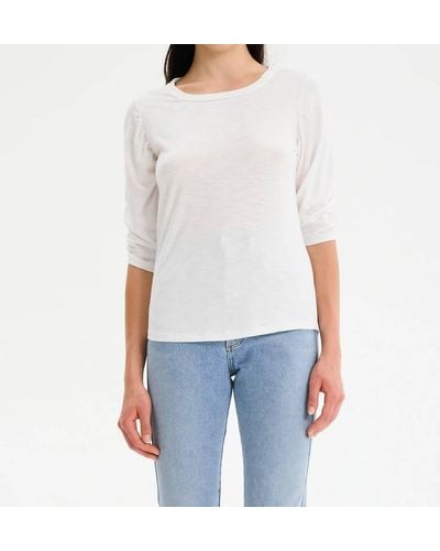 Chrldr Kristina Ruched Sleeve T-shirt - White