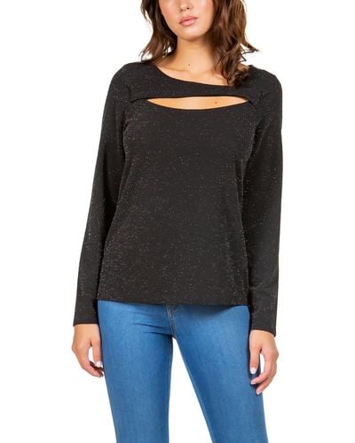 Fever Cut-out Knit Pullover Top - Black