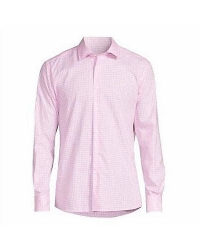 Scott Barber Textured Gingham Button Up Shirt - Pink