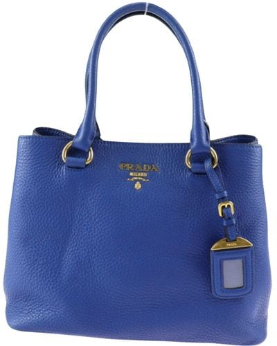 Prada Saffiano Leather Tote Bag (pre-owned) - Blue