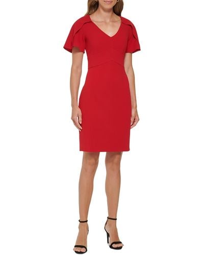 DKNY Office Mini Sheath Dress - Red