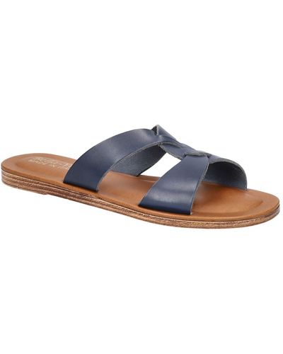 Bella Vita Dov-italy Leather Slip On Slide Sandals - Blue