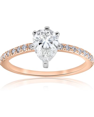 Pompeii3 1 1/10 Ct Pear Shape Diamond Engagement Ring - Metallic